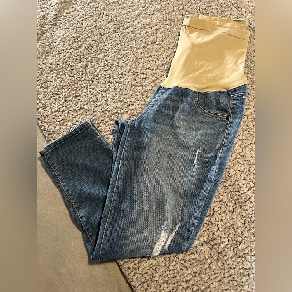 Maternity A:Glow Cropped Crop Jeggings Denim Jeans Pants Size 10